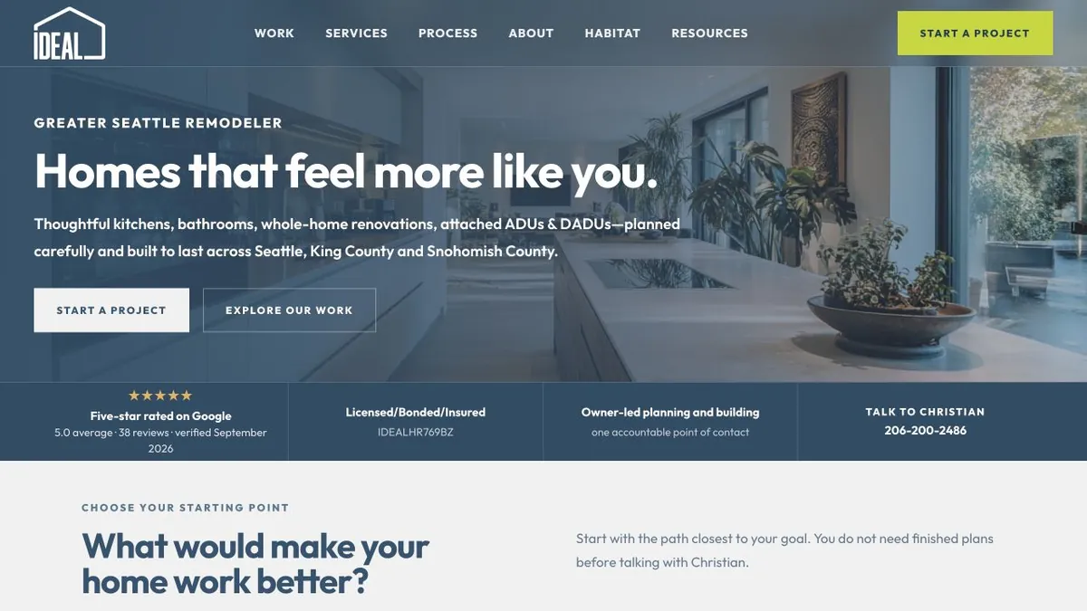 Website von IDEAL Construction & Renovation